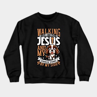 Jesus and dog - English Springer Spaniel Crewneck Sweatshirt